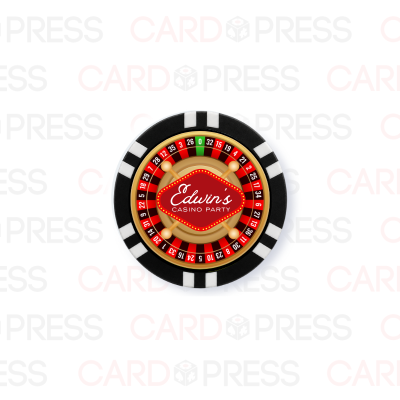 Casino Party Chip - Black 6 Stripe