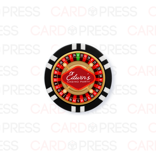 Casino Party Chip - Black 6 Stripe