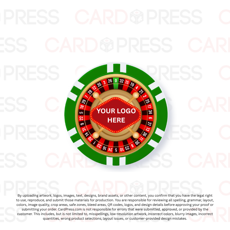 Casino Party Chip - Green 6 Stripe