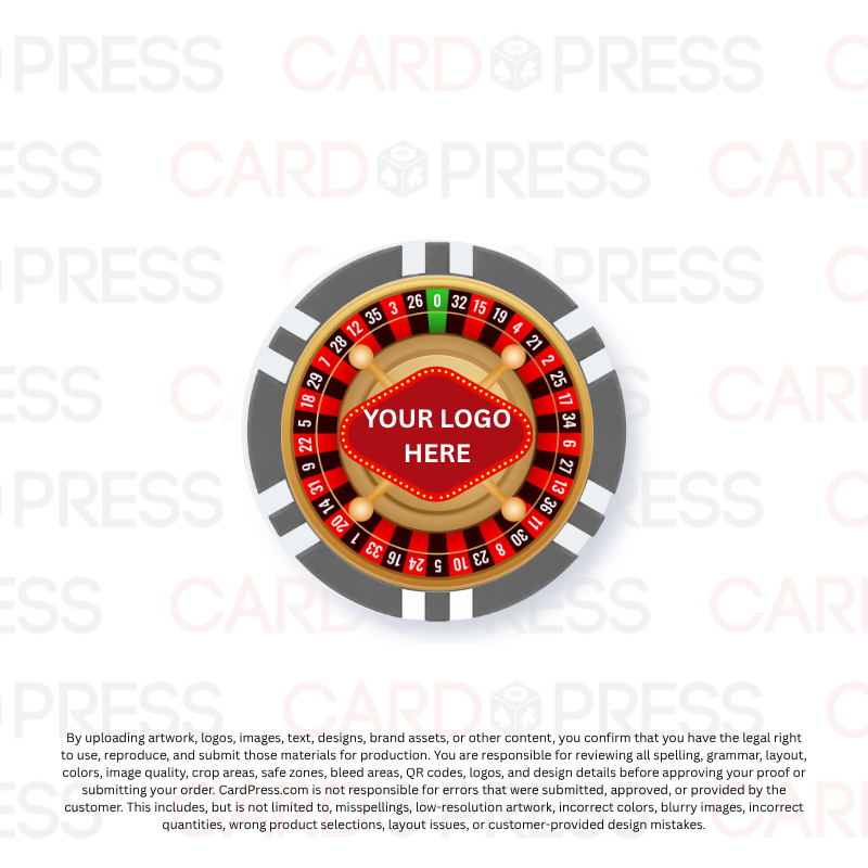 Casino Party Chip - Grey 6 Stripe