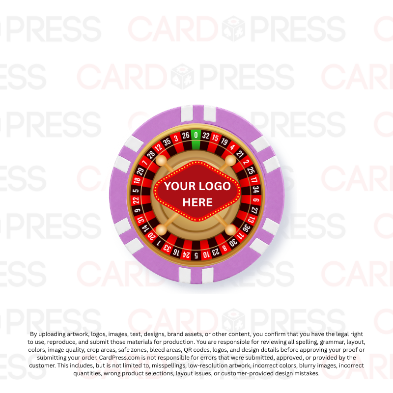 Casino Party Chip - Lavender 6 Stripe
