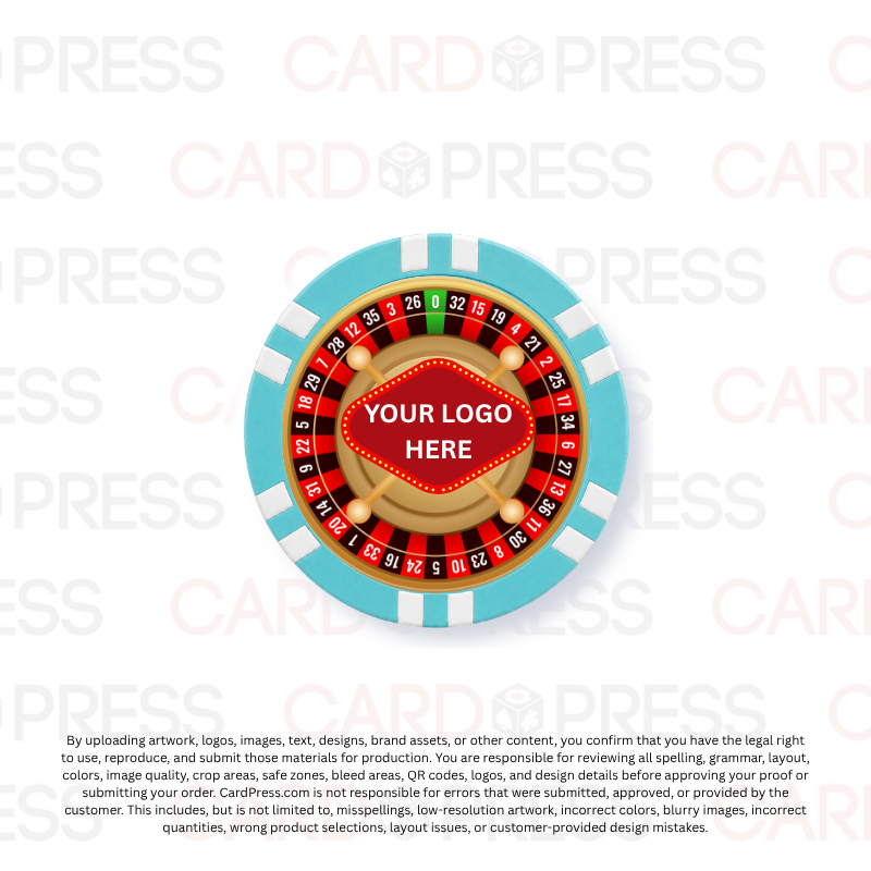 Casino Party Chip - Lt. Blue 6 Stripe