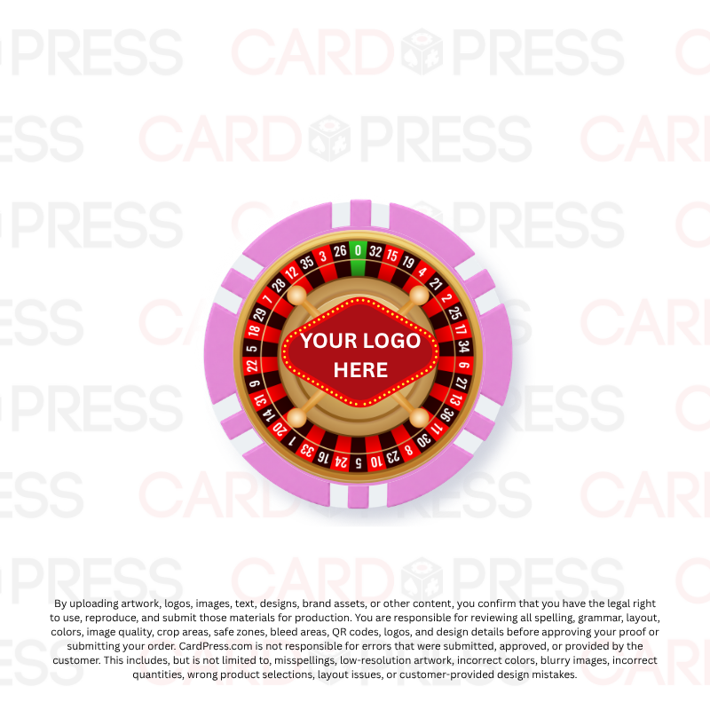 Casino Party Chip - Pink 6 Stripe