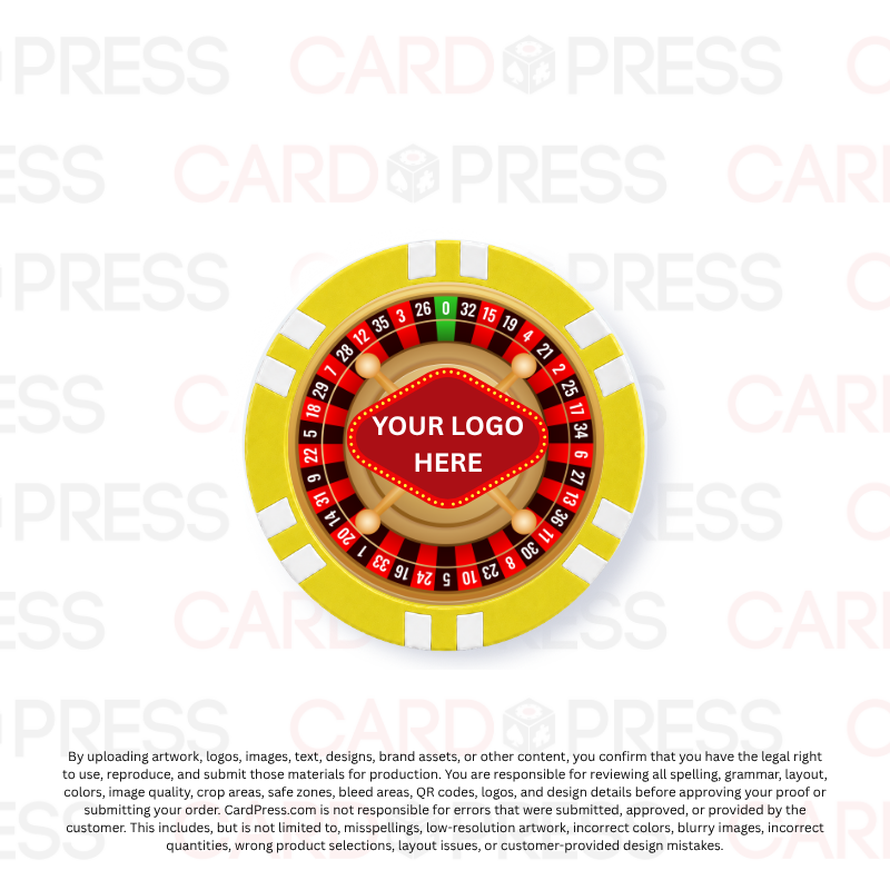 Casino Party Chip - Yellow 6 Stripe